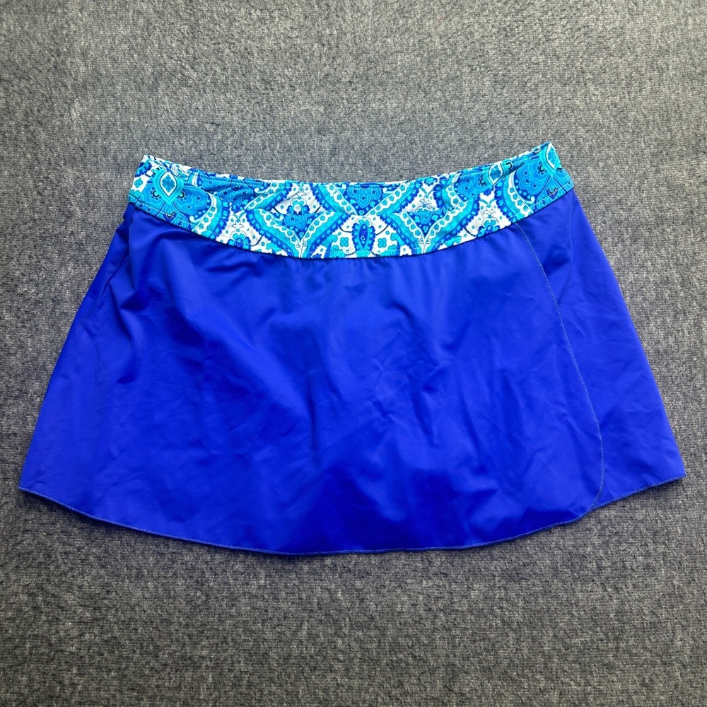 Venus Swim‎ Skirt Bottoms Womens 16 Bathing Suit Blue Paisley Flower